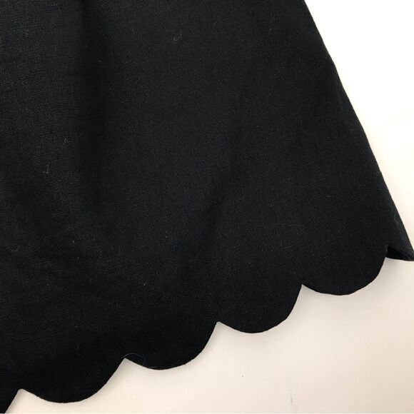 J. Crew Factory Black Linen Cotton Blend Pull On Scallop Hem Mini Skirt - Picture 8 of 11